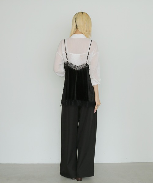 cheriella（シェリエラ）の「【cheriella】ベロアレースキャミソール　VELOUR LACE CAMISOLE（キャミソール・レディース・チャコールグレー/ブラック/ブラウン・FREE）」の8枚目の写真