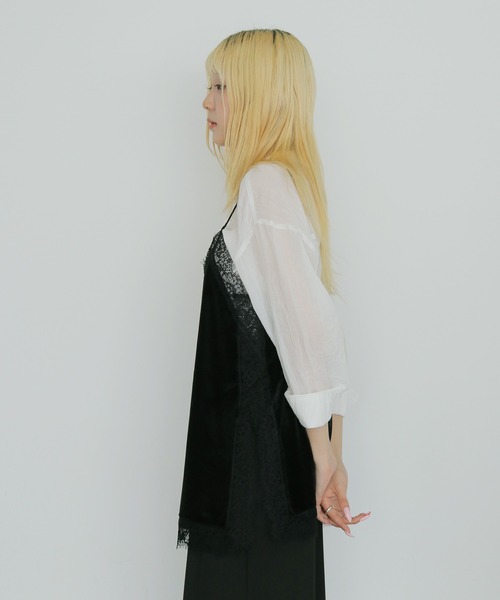 cheriella（シェリエラ）の「【cheriella】ベロアレースキャミソール　VELOUR LACE CAMISOLE（キャミソール・レディース・チャコールグレー/ブラック/ブラウン・FREE）」の5枚目の写真