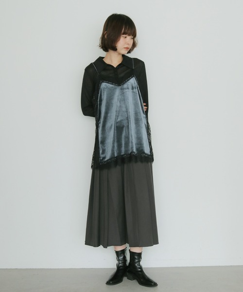 cheriella（シェリエラ）の「【cheriella】ベロアレースキャミソール　VELOUR LACE CAMISOLE（キャミソール・レディース・チャコールグレー/ブラック/ブラウン・FREE）」の14枚目の写真