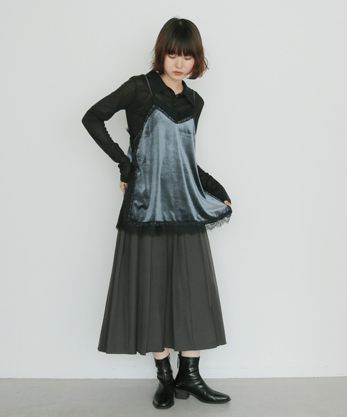 cheriella（シェリエラ）の「【cheriella】ベロアレースキャミソール　VELOUR LACE CAMISOLE（キャミソール・レディース・チャコールグレー/ブラック/ブラウン・FREE）」の20枚目の写真
