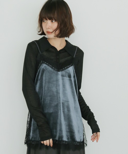 cheriella（シェリエラ）の「【cheriella】ベロアレースキャミソール　VELOUR LACE CAMISOLE（キャミソール・レディース・チャコールグレー/ブラック/ブラウン・FREE）」の10枚目の写真