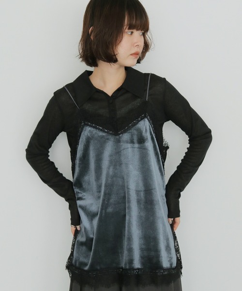 cheriella（シェリエラ）の「【cheriella】ベロアレースキャミソール　VELOUR LACE CAMISOLE（キャミソール・レディース・チャコールグレー/ブラック/ブラウン・FREE）」の11枚目の写真