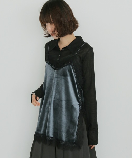 cheriella（シェリエラ）の「【cheriella】ベロアレースキャミソール　VELOUR LACE CAMISOLE（キャミソール・レディース・チャコールグレー/ブラック/ブラウン・FREE）」の12枚目の写真