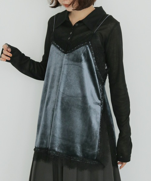 cheriella（シェリエラ）の「【cheriella】ベロアレースキャミソール　VELOUR LACE CAMISOLE（キャミソール・レディース・チャコールグレー/ブラック/ブラウン・FREE）」の9枚目の写真