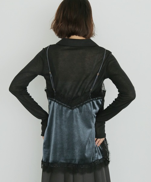 cheriella（シェリエラ）の「【cheriella】ベロアレースキャミソール　VELOUR LACE CAMISOLE（キャミソール・レディース・チャコールグレー/ブラック/ブラウン・FREE）」の21枚目の写真