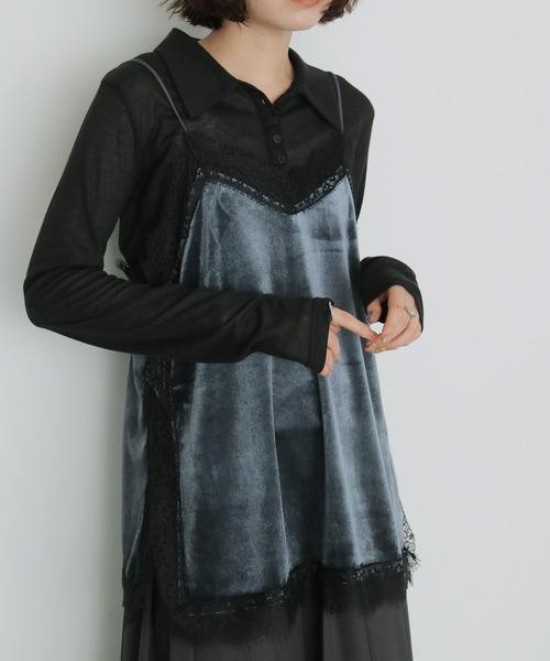 cheriella（シェリエラ）の「【cheriella】ベロアレースキャミソール　VELOUR LACE CAMISOLE（キャミソール・レディース・チャコールグレー/ブラック/ブラウン・FREE）」の17枚目の写真