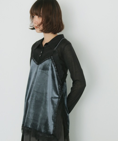 cheriella（シェリエラ）の「【cheriella】ベロアレースキャミソール　VELOUR LACE CAMISOLE（キャミソール・レディース・チャコールグレー/ブラック/ブラウン・FREE）」の19枚目の写真