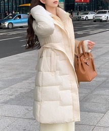 ウエストマーク ロング丈 中綿コート