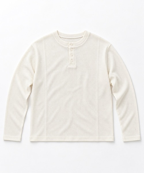 FILLIP J（フィリップジェー）の「クロップドワッフルヘンリーネック長袖Tシャツ/ショート丈ロンT（Tシャツ/カットソー・メンズ・アイボリー/グレー・X-LARGE/LARGE/MEDIUM）」の21枚目の写真