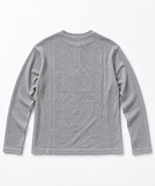 FILLIP J（フィリップジェー）の「クロップドワッフルヘンリーネック長袖Tシャツ/ショート丈ロンT（Tシャツ/カットソー・メンズ・アイボリー/グレー・X-LARGE/LARGE/MEDIUM）」の5枚目の写真
