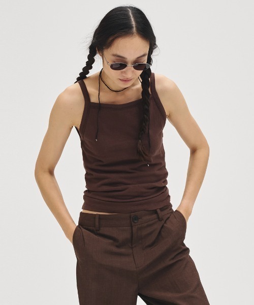 TODAYFUL（トゥデイフル）の「Squareneck Slub Camisole（キャミソール・レディース・ブラック/インディゴブルー/チョコ・FREE）」の3枚目の写真
