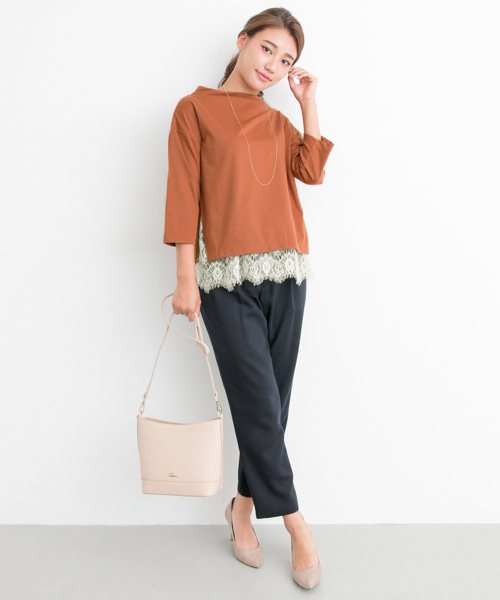 URBAN RESEARCH（アーバンリサーチ）の「UR ポンチボトルネックレイヤードプルオーバー（Tシャツ/カットソー・レディース・ブラウン系その他/ベージュ/グリーン系その他・FREE）」の4枚目の写真