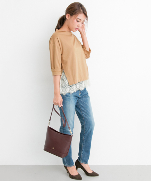 URBAN RESEARCH（アーバンリサーチ）の「UR ポンチボトルネックレイヤードプルオーバー（Tシャツ/カットソー・レディース・ブラウン系その他/ベージュ/グリーン系その他・FREE）」の5枚目の写真