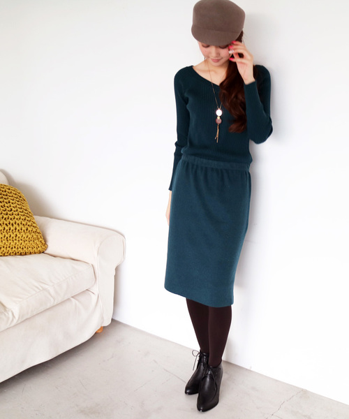 N.（N. Natural Beauty Basic）（エヌエヌナチュラルビューティーベーシック）の「ブラウジングニットワンピース（ワンピース・レディース・グレー/ブルー/ブラック・MEDIUM）」の3枚目の写真