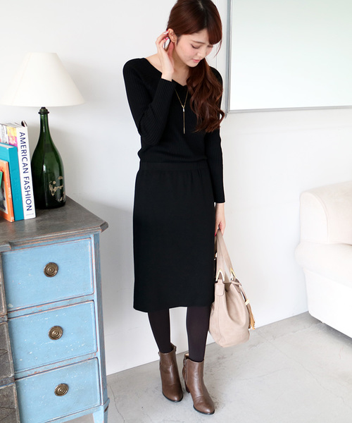 N.（N. Natural Beauty Basic）（エヌエヌナチュラルビューティーベーシック）の「ブラウジングニットワンピース（ワンピース・レディース・グレー/ブルー/ブラック・MEDIUM）」の4枚目の写真