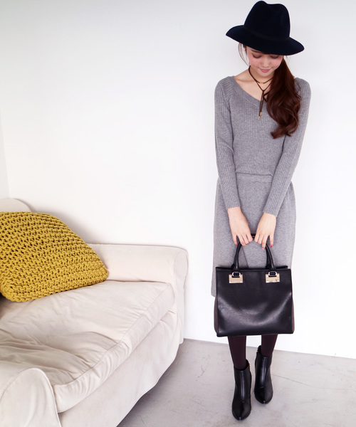 N.（N. Natural Beauty Basic）（エヌエヌナチュラルビューティーベーシック）の「ブラウジングニットワンピース（ワンピース・レディース・グレー/ブルー/ブラック・MEDIUM）」の5枚目の写真