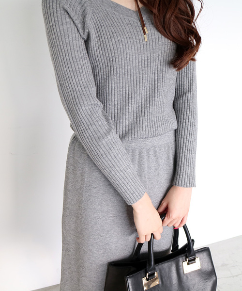 N.（N. Natural Beauty Basic）（エヌエヌナチュラルビューティーベーシック）の「ブラウジングニットワンピース（ワンピース・レディース・グレー/ブルー/ブラック・MEDIUM）」の8枚目の写真