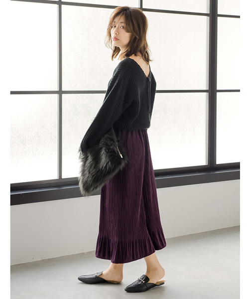 Re:EDIT（リエディ）の「[リエディ]バックレースアップニットトップス/Vネックニットトップス/セーター（ニット/セーター・レディース・ブラック/ブラウン/ピンク/グレー/オフホワイト・MEDIUM）」の16枚目の写真