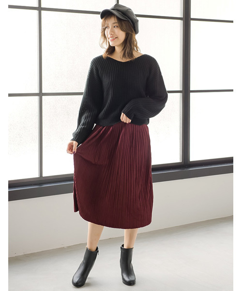 Re:EDIT（リエディ）の「[リエディ]バックレースアップニットトップス/Vネックニットトップス/セーター（ニット/セーター・レディース・ブラック/ブラウン/ピンク/グレー/オフホワイト・MEDIUM）」の18枚目の写真