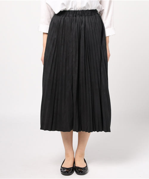 PUNYUS（プニュズ）の「フェイクスウェードプリーツスカート（スカート・レディース・ワイン/ブラック・3/1/2）」の3枚目の写真