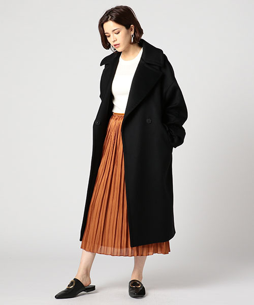 ESTNATION（エストネーション）の「【VERY 11月号 掲載商品】ESTNATION メルトン ビッグチェスターコート（チェスターコート・レディース・ブラック/ライトピンク・36/38）」の7枚目の写真