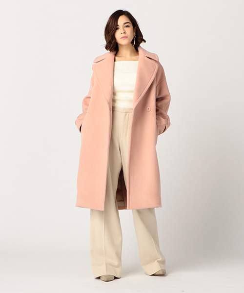 ESTNATION（エストネーション）の「【VERY 11月号 掲載商品】ESTNATION メルトン ビッグチェスターコート（チェスターコート・レディース・ブラック/ライトピンク・36/38）」の14枚目の写真