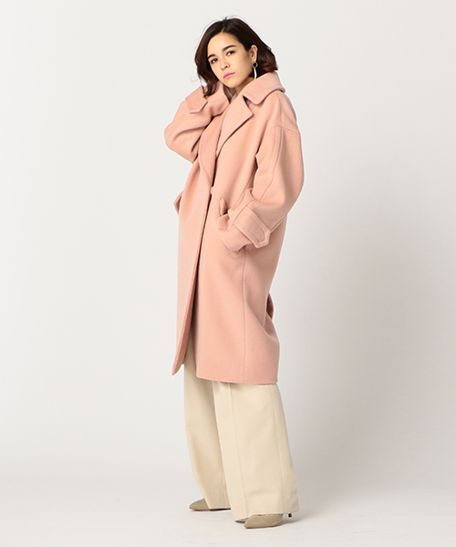 ESTNATION（エストネーション）の「【VERY 11月号 掲載商品】ESTNATION メルトン ビッグチェスターコート（チェスターコート・レディース・ブラック/ライトピンク・36/38）」の13枚目の写真