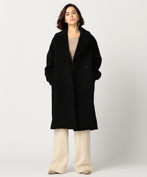 ESTNATION（エストネーション）の「【VERY 11月号 掲載商品】ESTNATION メルトン ビッグチェスターコート（チェスターコート・レディース・ブラック/ライトピンク・36/38）」の19枚目の写真