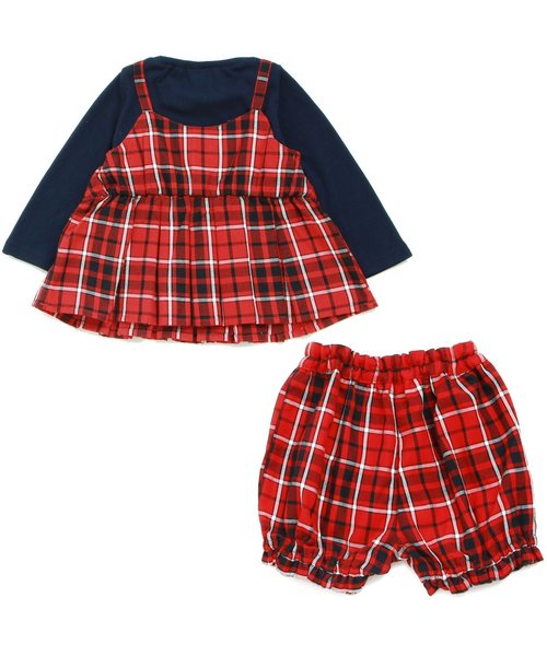 apres les cours（アプレレクール）の「チュニックブルマスーツ（ロンパース・キッズ・グレー/レッド・70/80）」の4枚目の写真