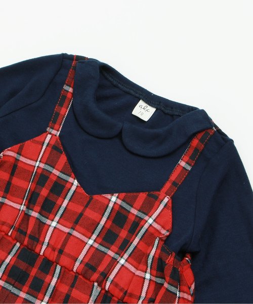 apres les cours（アプレレクール）の「チュニックブルマスーツ（ロンパース・キッズ・グレー/レッド・70/80）」の5枚目の写真