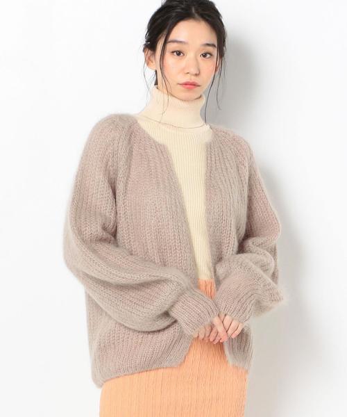Another Edition（アナザーエディション）の「モヘヤクルーネックカーディガン（カーディガン/ボレロ・レディース・ベージュ/モカ・FREE）」の2枚目の写真