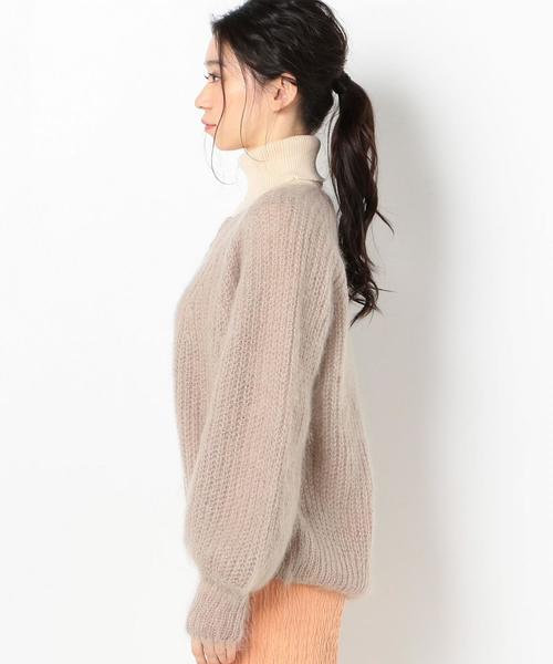 Another Edition（アナザーエディション）の「モヘヤクルーネックカーディガン（カーディガン/ボレロ・レディース・ベージュ/モカ・FREE）」の5枚目の写真