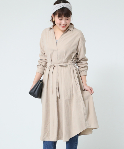 Melrose Claire メルローズ ワンピース Melrose Tcピーチスキッパーシャツワンピ ワンピース クレール のファッション ワンピース セール