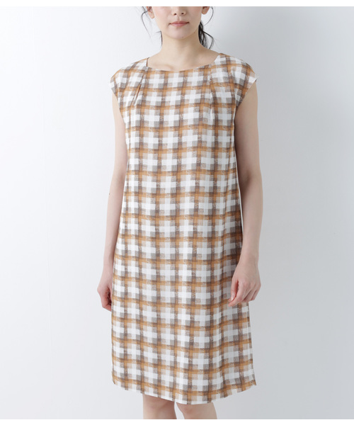 Newyorker ニューヨーカー の チェックプリント フレンチスリーブワンピース ワンピース Wear