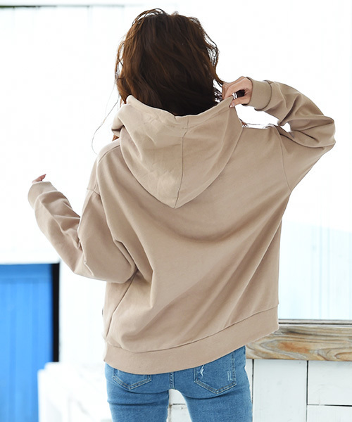 Luz Llena（ラズレナ）の「オーバーサイズフーディ（パーカー・レディース・ブラック/グレー/ベージュ・ﾌﾘ-）」の9枚目の写真