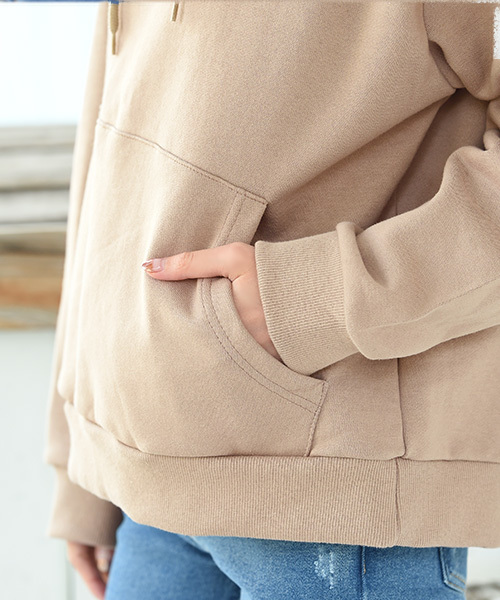 Luz Llena（ラズレナ）の「オーバーサイズフーディ（パーカー・レディース・ブラック/グレー/ベージュ・ﾌﾘ-）」の13枚目の写真