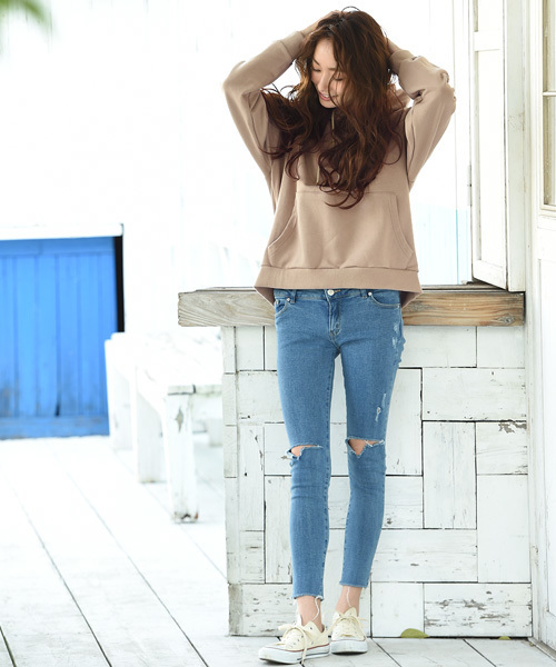 Luz Llena（ラズレナ）の「オーバーサイズフーディ（パーカー・レディース・ブラック/グレー/ベージュ・ﾌﾘ-）」の6枚目の写真