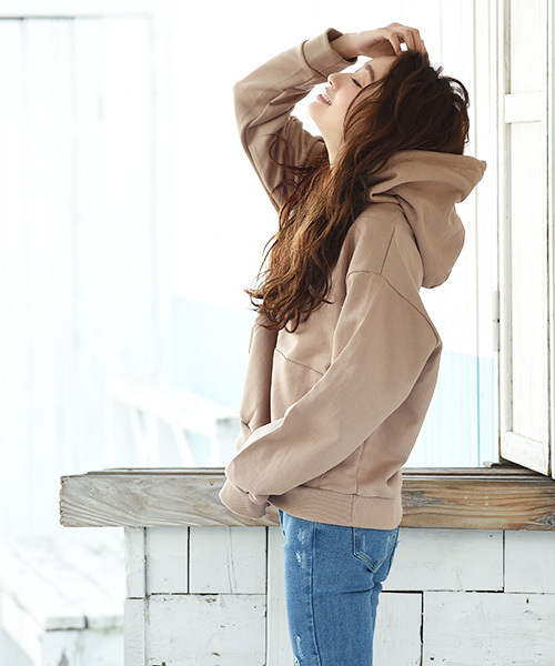 Luz Llena（ラズレナ）の「オーバーサイズフーディ（パーカー・レディース・ブラック/グレー/ベージュ・ﾌﾘ-）」の19枚目の写真