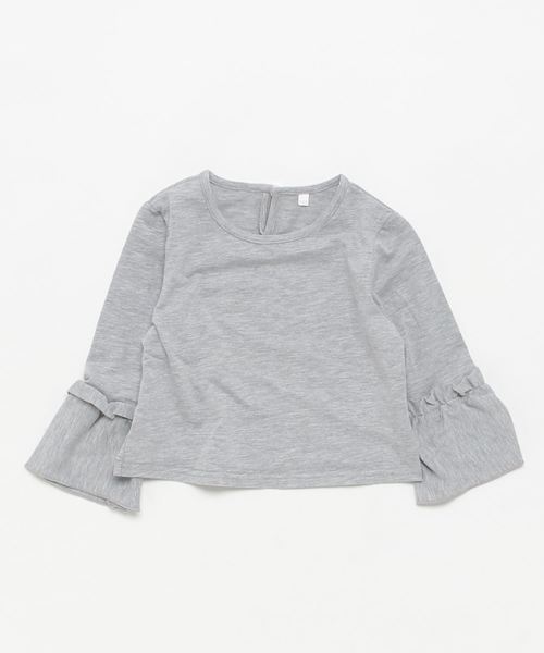 Catherine Cottage（キャサリンコテージ）の「フリル袖長袖カットソー（Tシャツ/カットソー・キッズ・グレー/グリーン/ピンク/イエロー・100/110/120/130/140）」の2枚目の写真