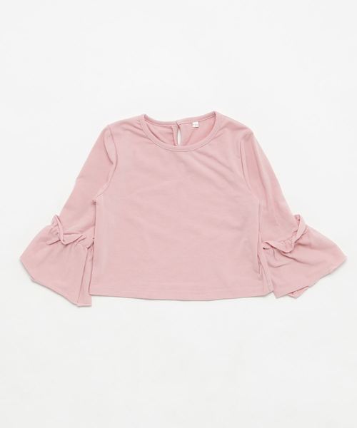 Catherine Cottage（キャサリンコテージ）の「フリル袖長袖カットソー（Tシャツ/カットソー・キッズ・グレー/グリーン/ピンク/イエロー・100/110/120/130/140）」の4枚目の写真