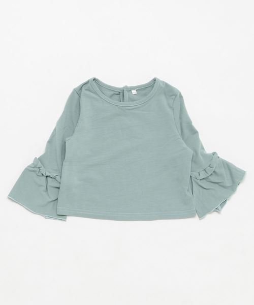 Catherine Cottage（キャサリンコテージ）の「フリル袖長袖カットソー（Tシャツ/カットソー・キッズ・グレー/グリーン/ピンク/イエロー・100/110/120/130/140）」の3枚目の写真