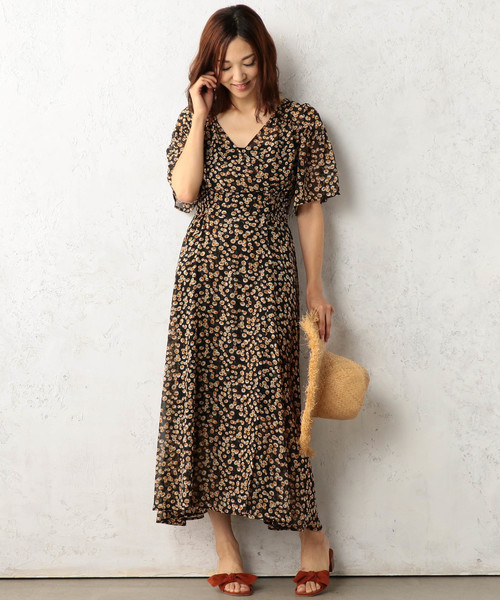 Cheek（チーク）の「花柄ウエストマークワンピース（ワンピース・レディース・ブラック/ピンク・MEDIUM）」の8枚目の写真