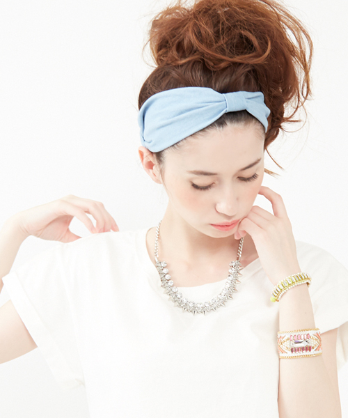 Another Edition（アナザーエディション）の「AE DENIM HB（ヘアバンド・レディース・ライトブルー/ネイビー・フリー）」の2枚目の写真