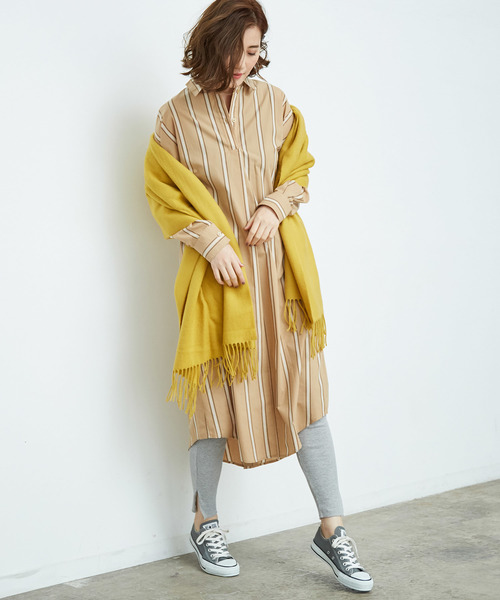 ROPE' PICNIC（ロペピクニック）の「【2WAY】バックオープンシャツワンピース（シャツワンピース・レディース・オフホワイト/ネイビー/キャメル・38/40）」の3枚目の写真