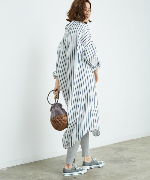 ROPE' PICNIC（ロペピクニック）の「【2WAY】バックオープンシャツワンピース（シャツワンピース・レディース・オフホワイト/ネイビー/キャメル・38/40）」の12枚目の写真