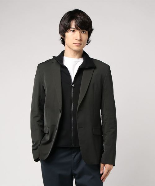 HUGO(ヒューゴ)の「スリムフィット ジャケット ウィズ ジップスルー インサート(テーラードジャケット・メンズ・カーキ/ホワイト・44/46/48/50)」の1枚目の写真