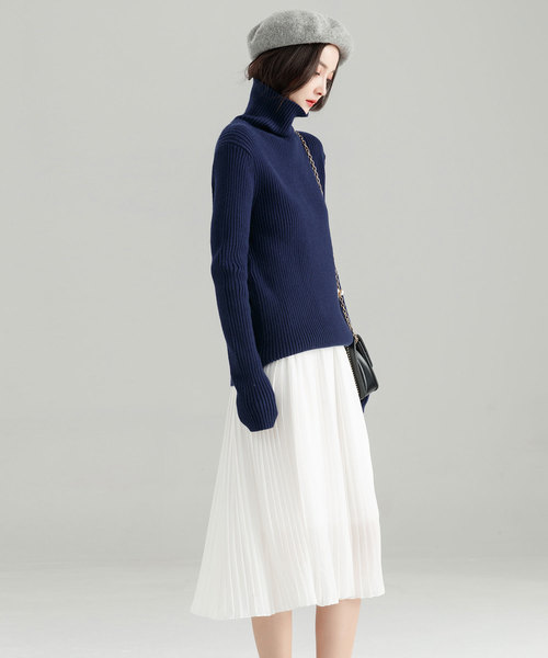 SAISON DE PAPILLON（セゾンドパピヨン）の「ハイネックシンプルリブニットトップス（ニット/セーター・レディース・ベージュ/ネイビー/キャメル・M/L）」の5枚目の写真