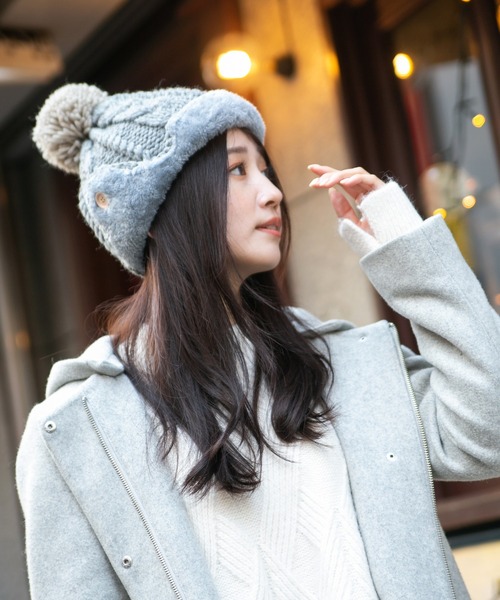 14+（イチヨンプラス）の「飛行帽風ニット帽/ 親子/ リンクコーデ（ニットキャップ/ビーニー・レディース・ベージュ/グレー/モカ・FREE/kids-M）」の14枚目の写真