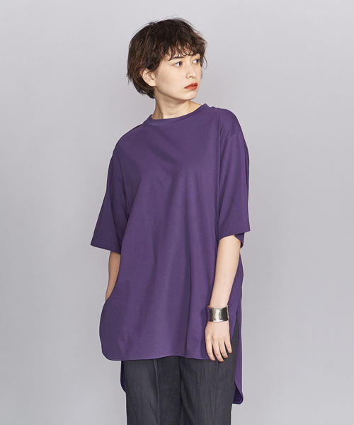 BEAUTY&YOUTH UNITED ARROWS(ビューティーアンドユースユナイテッドアローズ)の「BY∴ コットンサイドスリットビッグTシャツ◆(Tシャツ/カットソー・レディース・ホワイト/パープル/ブラック/ダークグレー/モカ・FREE)」の5枚目の写真