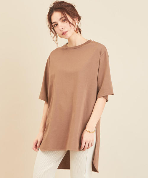 BEAUTY&YOUTH UNITED ARROWS(ビューティーアンドユースユナイテッドアローズ)の「BY∴ コットンサイドスリットビッグTシャツ◆(Tシャツ/カットソー・レディース・ホワイト/パープル/ブラック/ダークグレー/モカ・FREE)」の13枚目の写真